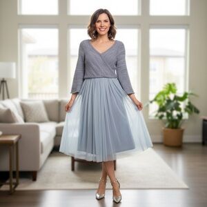 Maeve Gray and Blue Knit Top dress